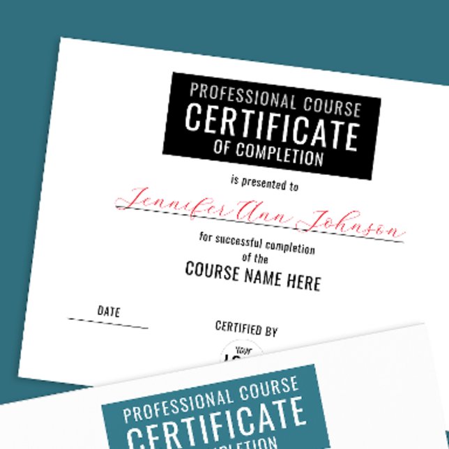 Papier Certificat d'achèvement simple en noir blanc (Créateur téléchargé)