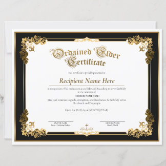Papier Certificat d'ancien ordonné, Ordination d'ancien