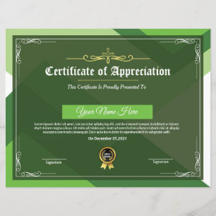 Papier Certificat D'Appréciation