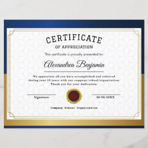 Papier Certificat d'appréciation