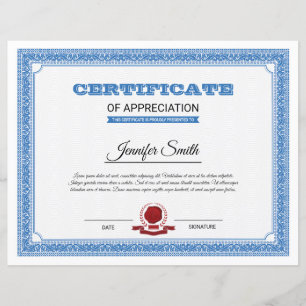 Papier Certificat d'appréciation