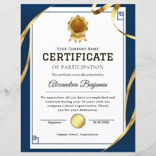 Papier Certificat d'appréciation