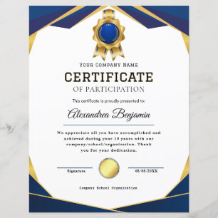 Papier Certificat d'appréciation