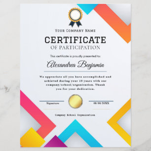 Papier Certificat d'appréciation