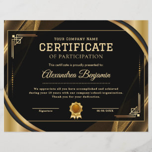 Papier Certificat d'appréciation