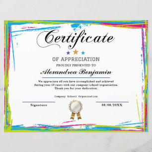 Papier Certificat d'appréciation
