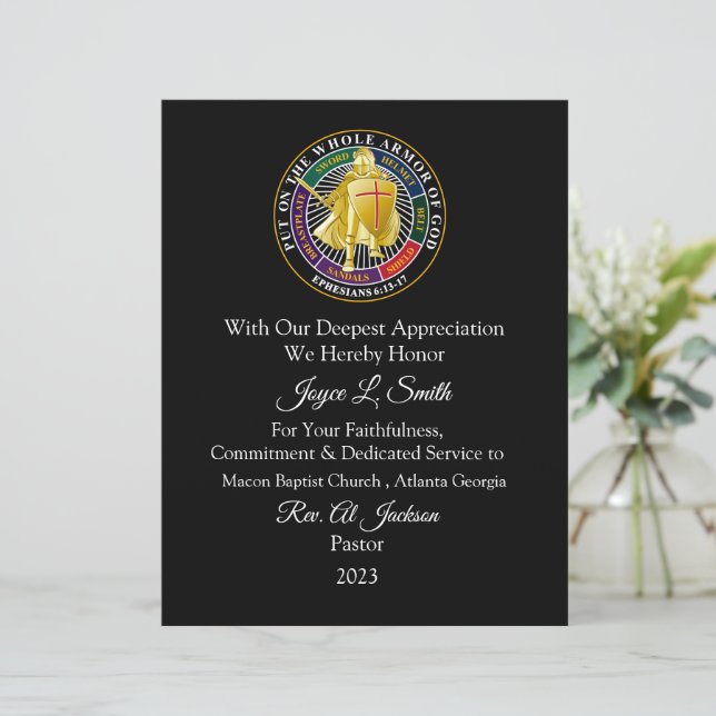 Papier Certificat d'appréciation de l'église (Debout devant)