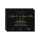 Certificat d'appréciation Diplôme d'or noir
