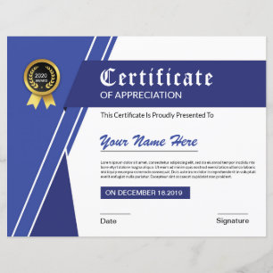 Papier Certificat D'Appréciation Imprimable
