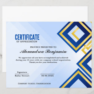 Papier Certificat d'appréciation pro Achievement