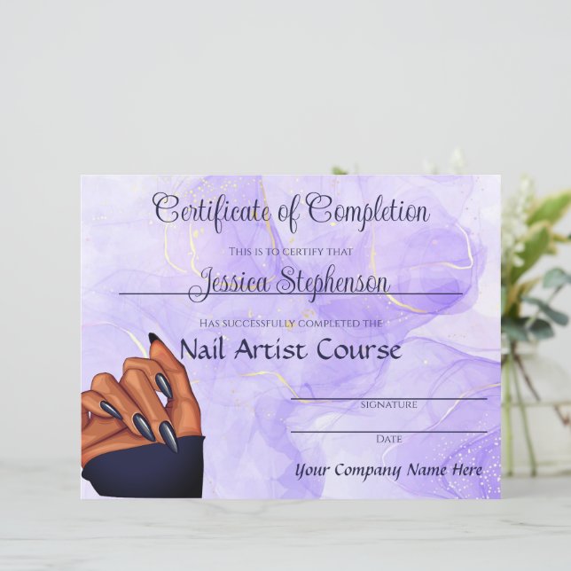Papier Certificat d'artiste de clou en marbre de lavande (Debout devant)