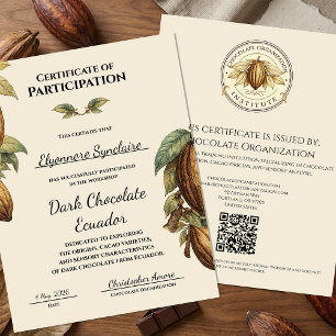 Papier Certificat d'Atelier Chocolat Noir Vintage