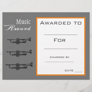 Papier Certificat d'attribution de trompette de musique p