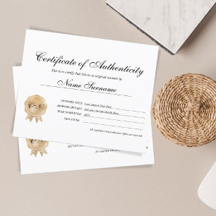 Papier Certificat d'authenticité