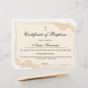 Papier Certificat de baptême, Dédication pour bébés