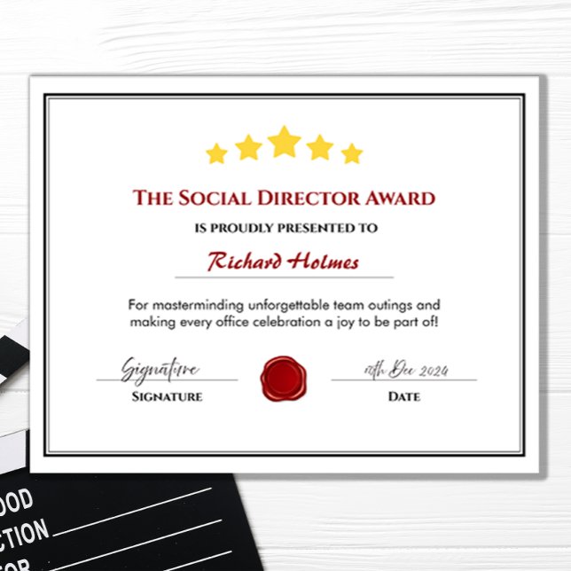 Papier Certificat de bourse aux employés amusants - Direc (Customize your own employee award certificate )