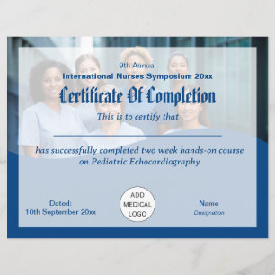 Papier Certificat de conférence Médicale du technicien in