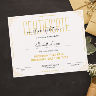 Papier Certificat de cours sur l'excellence de l'achèveme