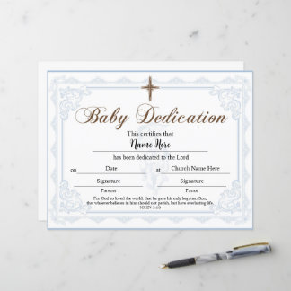 Papier Certificat de dédicace pour bébé Blue Boy