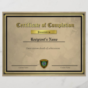 Papier Certificat de drapeau personnalisé Thin Blue Line