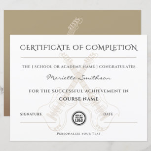 Papier Certificat de fin chic de guitare électrique moder