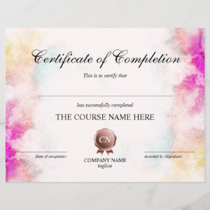 Papier Certificat de fin de cours