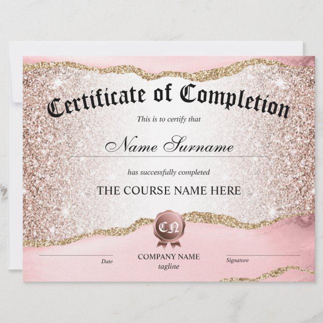 Papier Certificat de fin de cours (Devant)