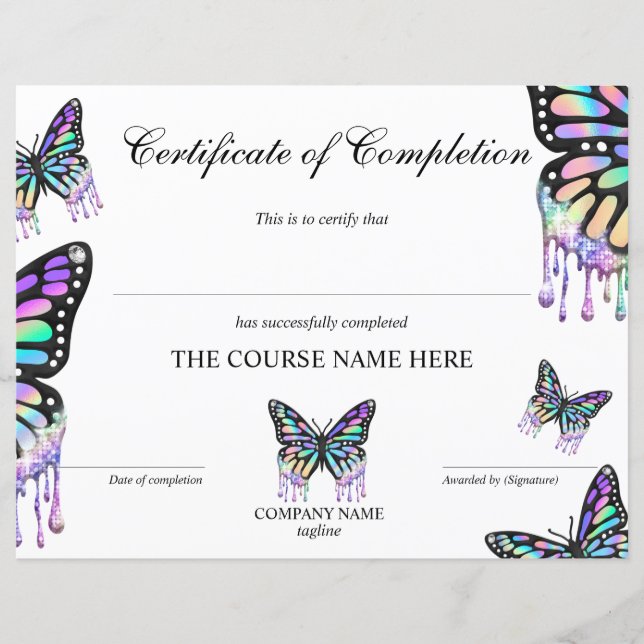 Papier Certificat de fin de cours (Devant)