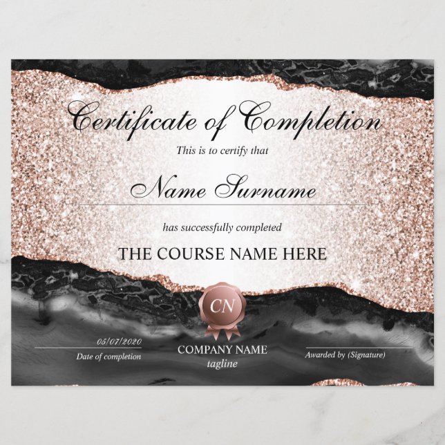 Papier Certificat de fin de cours (Devant)