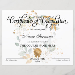 Papier Certificat de fin de cours