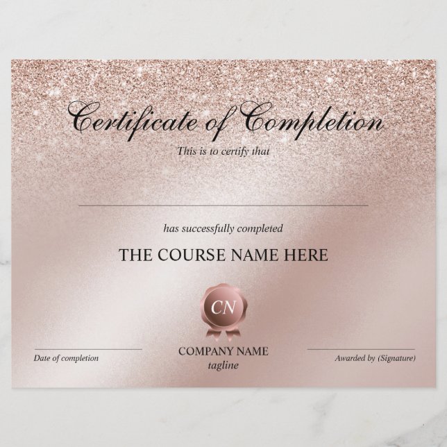 Papier Certificat de fin de cours (Devant)