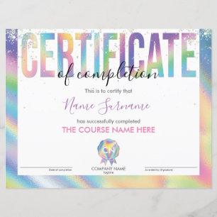 Papier Certificat de fin de cours
