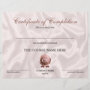 Papier Certificat de fin de cours