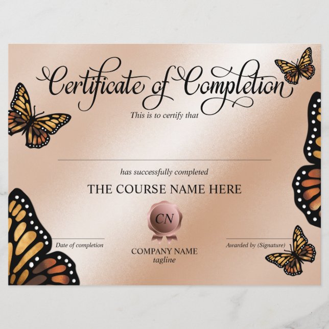 Papier Certificat de fin de cours (Devant)