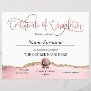 Papier Certificat de fin de cours