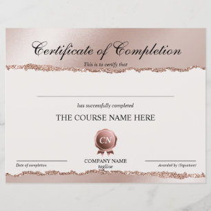 Papier Certificat de fin de cours