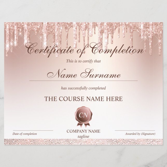 Papier Certificat de fin de cours (Devant)