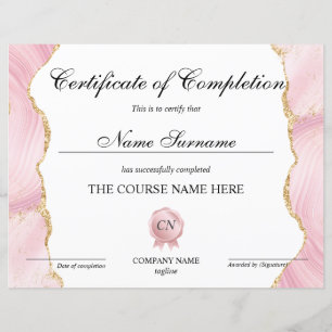 Papier Certificat de fin de cours