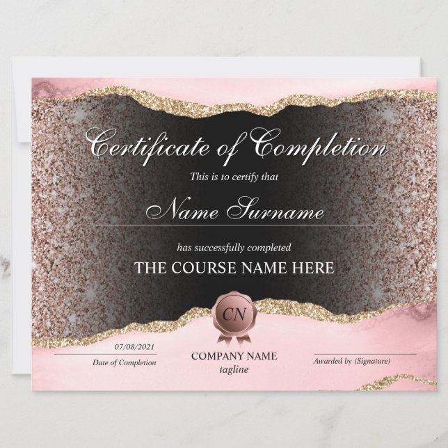 Papier Certificat de fin de cours (Devant)