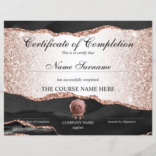 Papier Certificat de fin de cours (Devant)