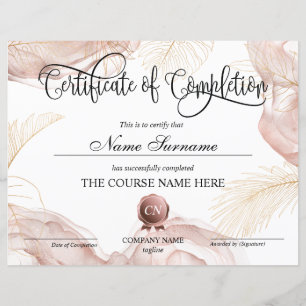 Papier Certificat de fin de cours