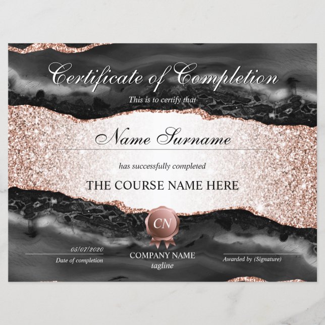 Papier Certificat de fin de cours (Devant)