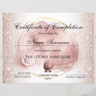 Papier Certificat de fin de cours