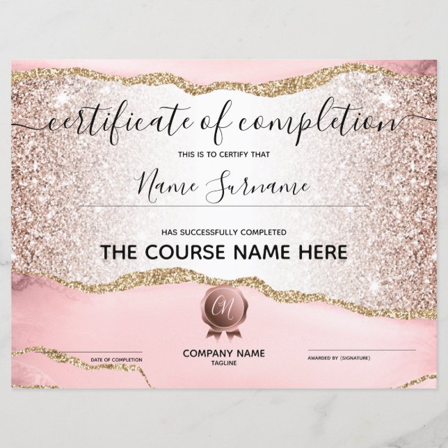 Papier Certificat de fin de cours (Devant)