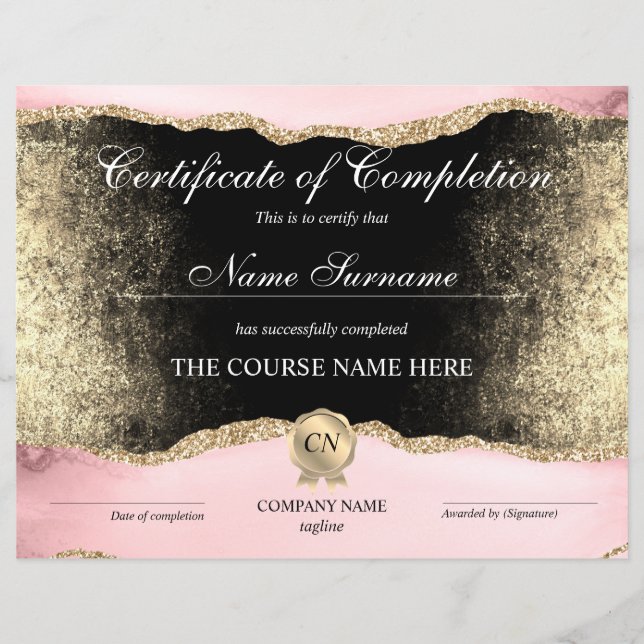 Papier Certificat de fin de cours (Devant)