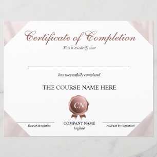 Papier Certificat de fin de cours