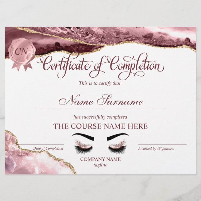 Papier Certificat de fin de cours (Devant)