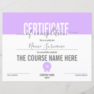 Papier Certificat de fin de cours