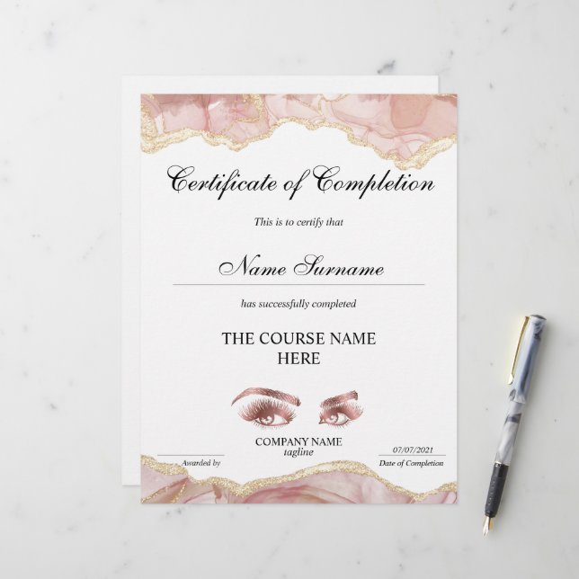 Papier Certificat de fin de cours (Devant/Arrière en situation)