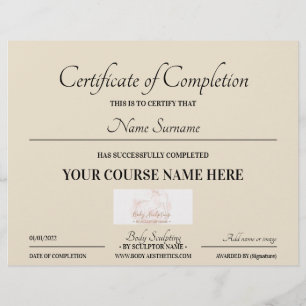 Papier Certificat de fin de cours beige en ligne